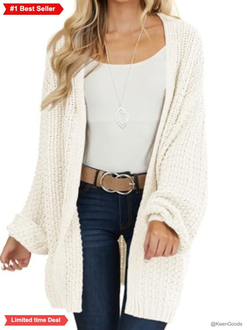 Oversized Open Front Chunky Knit Cardigan Long Sleeve Slouchy Sweater Coat